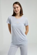 ⁦PC8978-S Pierre Cardin طقم بيجاما قطعتين قطن للنساء⁩ - الصورة ⁦4⁩