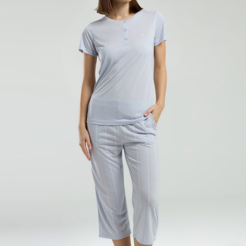 PC8979 Pierre Cardin طقم بيجاما قطعتين قطن للنساء برمودا