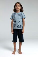 RP3560 طقم للاولاد قطعتين قطن برمودا