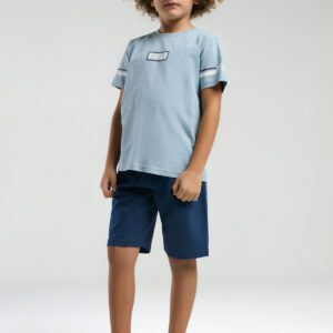 US2011 US POLO ASSN طقم شورت قطن لون ازرق سماوي للاولاد