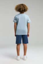 ⁦US2011 US POLO ASSN طقم شورت قطن لون ازرق سماوي للاولاد⁩ - الصورة ⁦4⁩