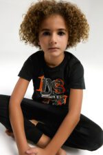 ⁦US2029 US POLO ASSN طقم بيجاما قطن قطعتين للاولاد بلوز لون اسود⁩ - الصورة ⁦5⁩