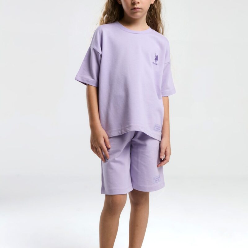 US2090 US POLO ASSN طقم شورت قطن ثلاثة خيط لون ليلكي