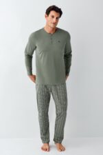 ⁦AR3013 طقم بيجاما قطن بأكمام خريفي للرجال⁩ - الصورة ⁦2⁩