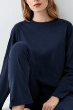 ⁦AR3407-S طقم بيجاما قطن لون كحلي⁩ - الصورة ⁦3⁩