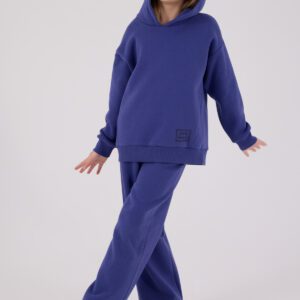 RP3692 طقم شتوي دافئ للفتيات مبطن لون نيلي