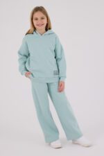 ⁦RP3692 طقم شتوي دافئ للفتيات مبطن لون فستقي⁩ - الصورة ⁦2⁩