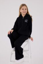 ⁦RP3698 طقم شتوي دافئ للفتيات مبطن لون اسود⁩ - الصورة ⁦6⁩