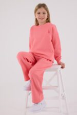 ⁦US2301 US POLO ASSN طقم للفتيات قطن مبطن ودافئ لون زهري⁩ - الصورة ⁦3⁩