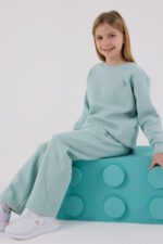 ⁦US2301 US POLO ASSN طقم للفتيات قطن مبطن ودافئ لون فستقي⁩ - الصورة ⁦6⁩