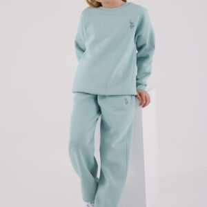 US2301 US POLO ASSN طقم للفتيات قطن مبطن ودافئ لون فستقي