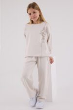 ⁦US2304 US POLO ASSN طقم للفتيات قطن ثلاثة خيط لون بيج⁩ - الصورة ⁦5⁩