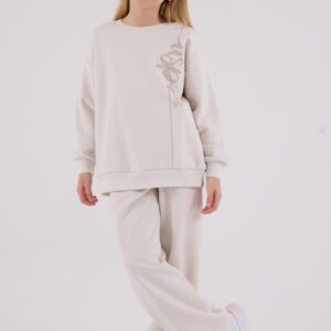 US2304 US POLO ASSN طقم للفتيات قطن ثلاثة خيط لون بيج