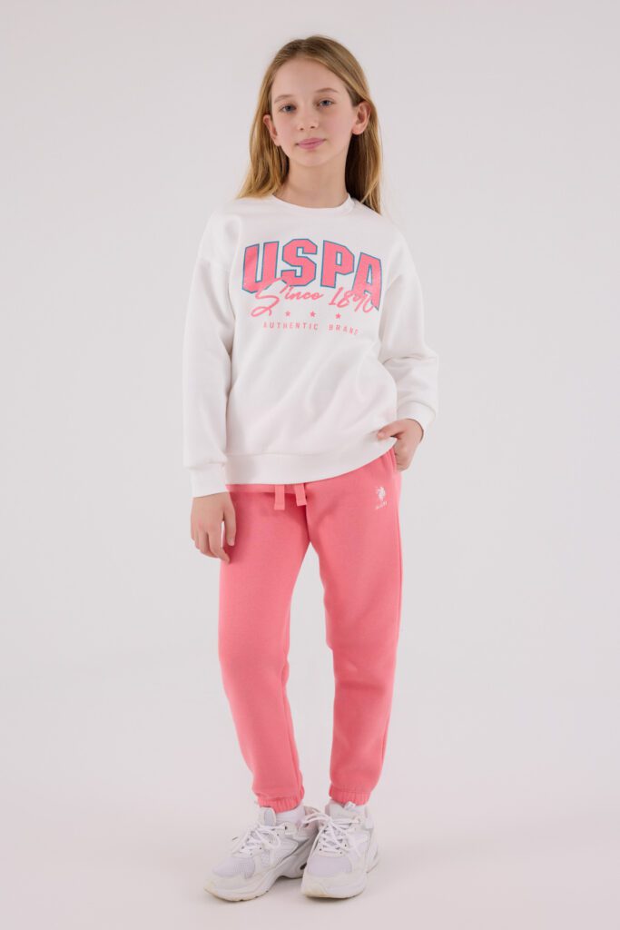 US2315 US POLO ASSN طقم للفتيات قطن مبطن ودافئ