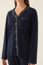 ⁦PC7717-S PIERRE CARDIN طقم بيجاما بأزرار  لون كحلي قطن⁩ - الصورة ⁦2⁩