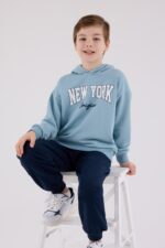 RP3650 طقم شتوي دافئ للاولاد مبطن لون ازرق