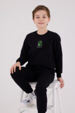 RP3652 طقم شتوي دافئ للاولاد مبطن لون اسود