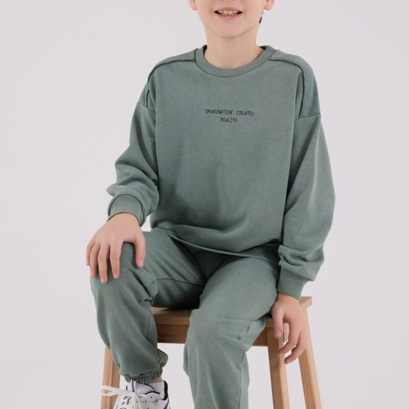 RP3656 تريننج للاولاد لون اخضر قطن ثلاث خيوط