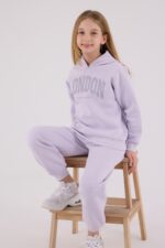 ⁦RP3691 طقم شتوي دافئ للفتيات مبطن لون ليلكي⁩ - الصورة ⁦4⁩