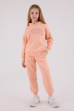 RP3691 طقم شتوي دافئ للفتيات مبطن لون برتقالي