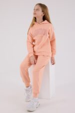 ⁦RP3691 طقم شتوي دافئ للفتيات مبطن لون برتقالي⁩ - الصورة ⁦4⁩