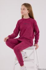 ⁦RP3693 تريننج للفتيات لون فوشيا قطن ثلاث خيوط خريفي⁩ - الصورة ⁦5⁩