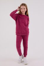 ⁦RP3693 تريننج للفتيات لون فوشيا قطن ثلاث خيوط خريفي⁩ - الصورة ⁦4⁩