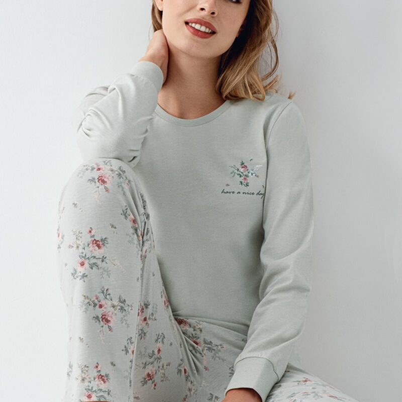 RP3703-S طقم بيجاما قطن لون فستقي