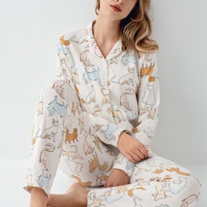 RP3711-S طقم بيجاما قطن بأزرار للنساء