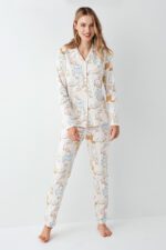 ⁦RP3711-S طقم بيجاما قطن بأزرار للنساء⁩ - الصورة ⁦4⁩