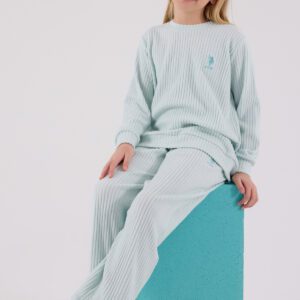 US2328US POLO ASSN طقم بيجاما دافئ للبنات لون فستقي