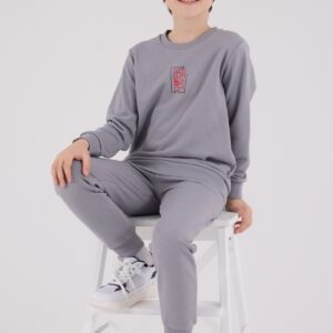 RP3652 طقم شتوي دافئ للاولاد مبطن لون رمادي