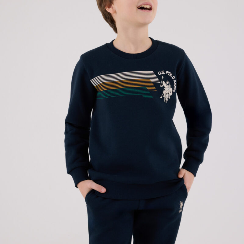 US2212 US POLO ASSN طقم للاولاد لون كحلي قطن مبطن ودافئ