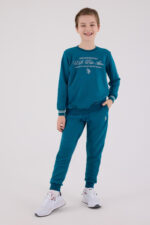 ⁦US2225 US POLO ASSN طقم للاولاد لون تركواز قطن مبطن ودافئ⁩ - الصورة ⁦4⁩