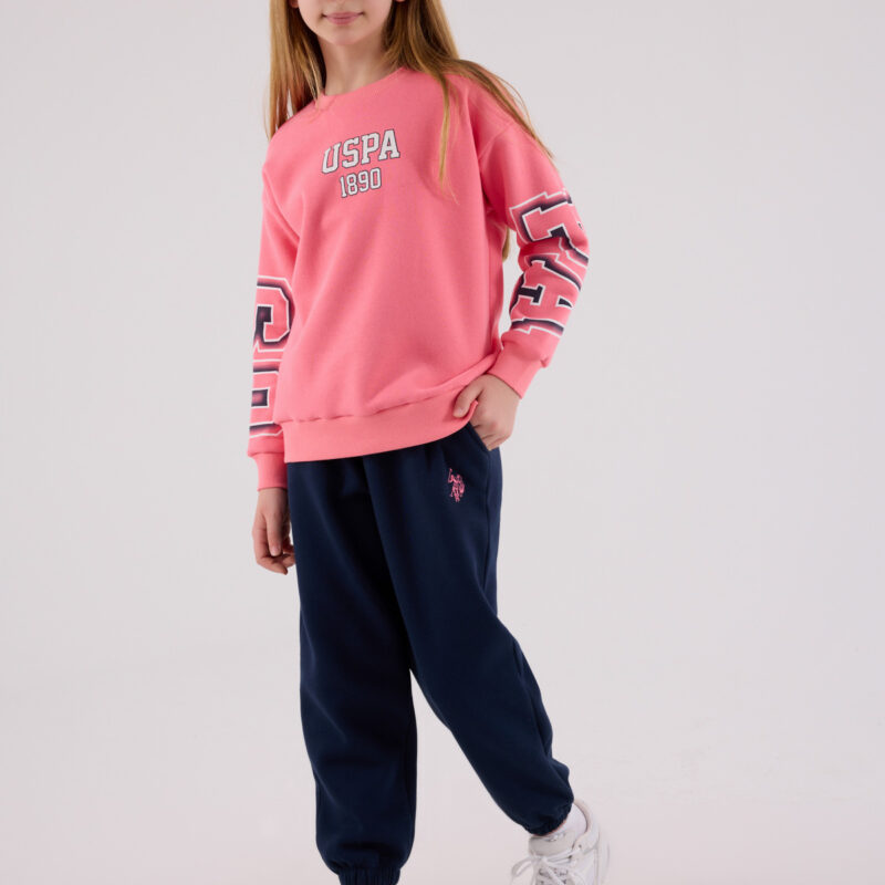 US2314 US POLO ASSN طقم للفتيات قطن مبطن ودافئ