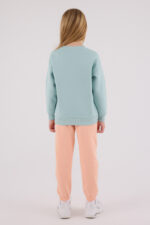 ⁦US2315 US POLO ASSN  طقم للفتيات قطن مبطن ودافئ بلوز لون فستقي مع  بنطال لون برتقالي⁩ - الصورة ⁦5⁩