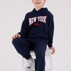 RP3650 طقم شتوي دافئ للاولاد مبطن لون كحلي