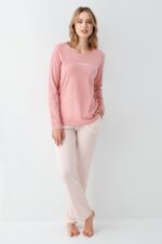 ⁦AR3417 طقم بيجاما قطن لون زهري للنساء⁩ - الصورة ⁦2⁩