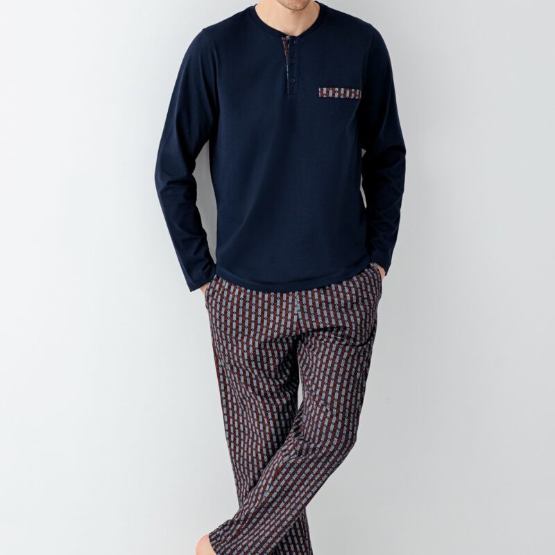 AR3505 طقم بيجاما قطن بأكمام للرجال