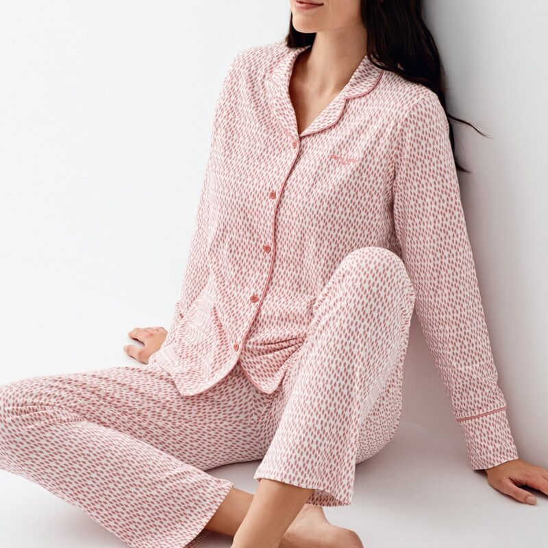 PC9081-S Pierre Cardin طقم بيجاما بأزرار قطن للنساء