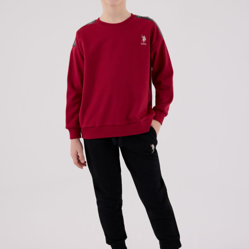 US2202US POLO ASSN طقم للاولاد قطن ثلاثة خيط لون خمري