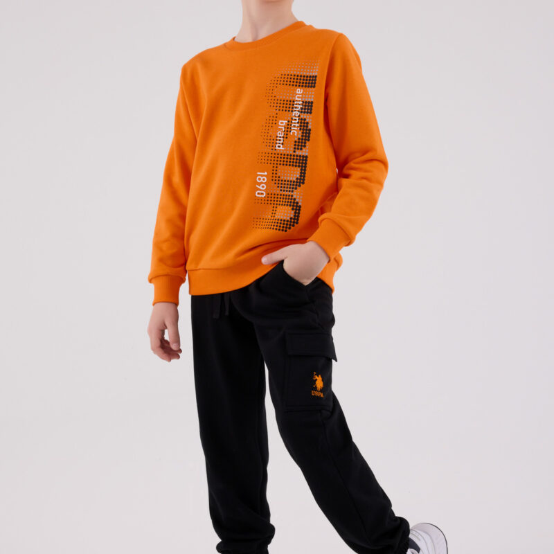 US2222 US POLO ASSN طقم للاولاد قطن لون برتقالي