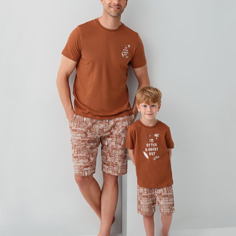 AR3663 طقم بيجاما من كولكشن العائلة الاب وابنه قطن