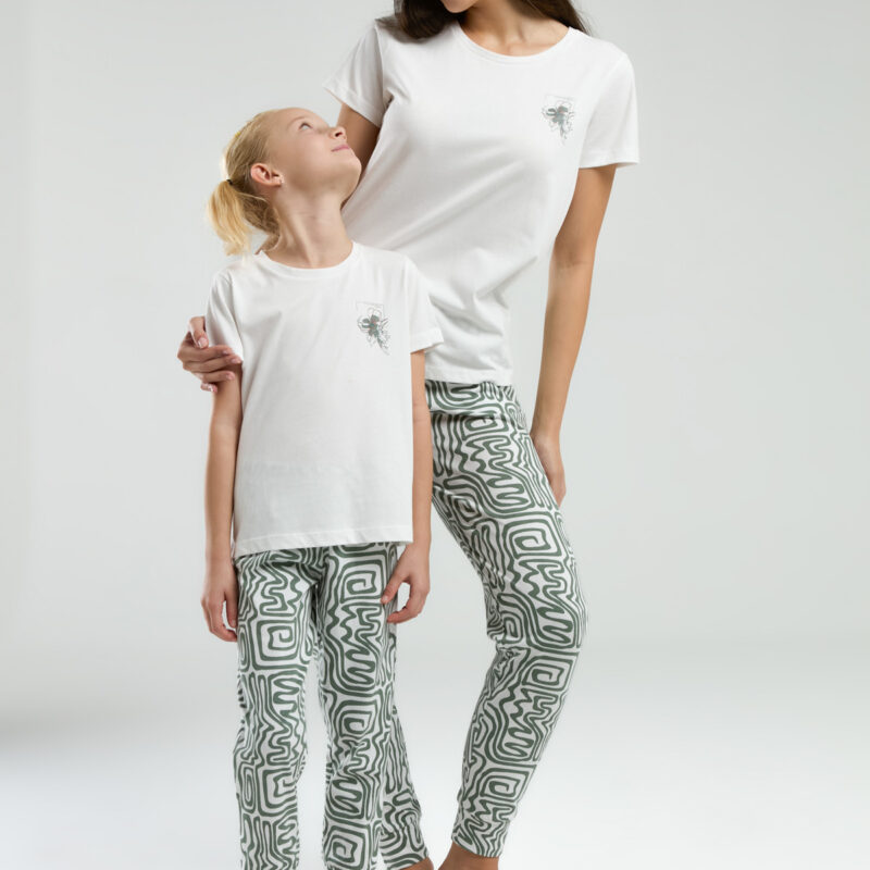 AR3303 طقم بيجاما من كولكشن العائلة الام وابنتها قطن قطعتين