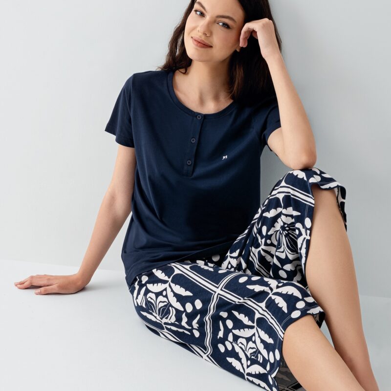 AR3566 طقم بيجاما قطن نصف كم  بنطال قصير للنساء