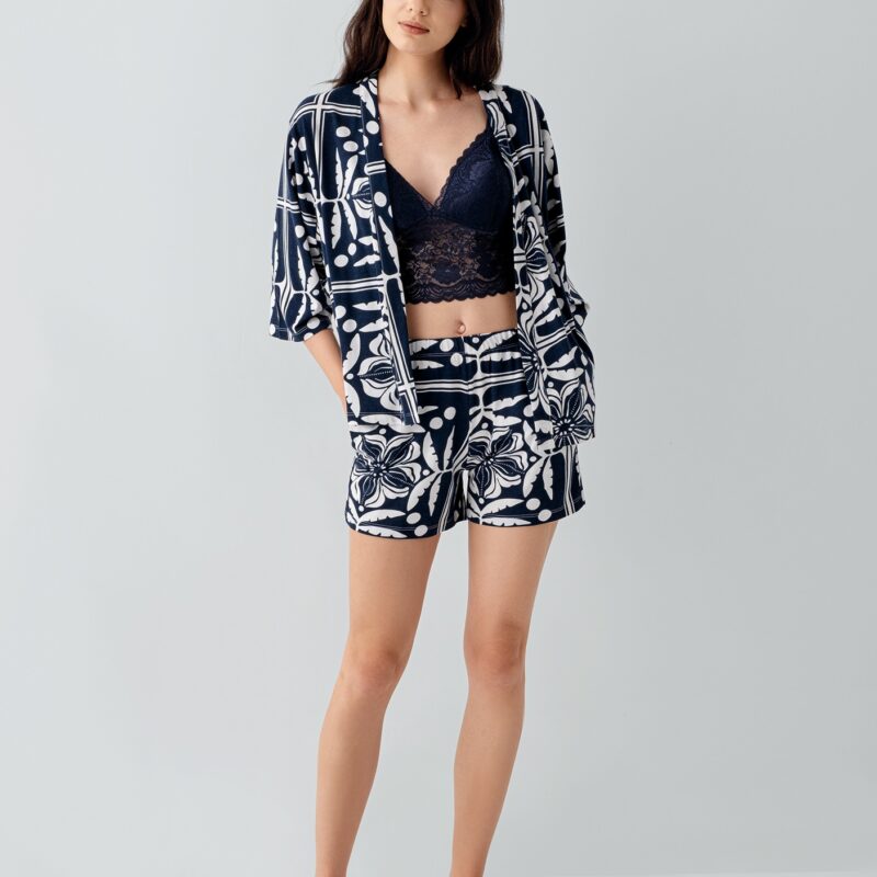 AR3568-S طقم بيجاما ثلاث قطع مع روب للنساء