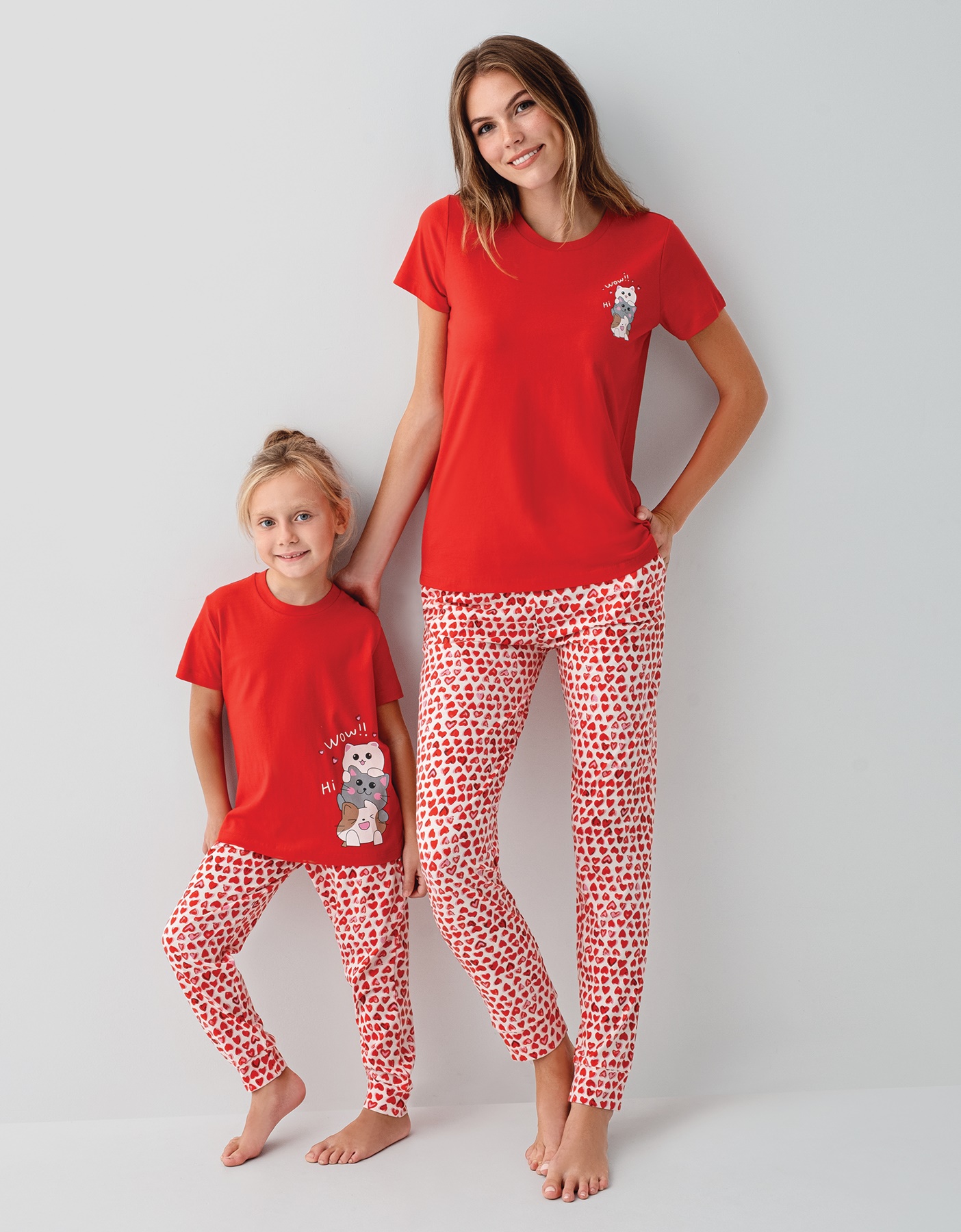 AR3581 طقم بيجاما من كولكشن العائلة الام وابنتها قطن قطعتين