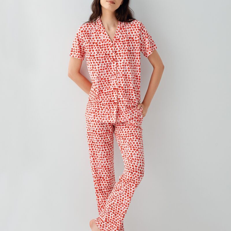 AR3583-S طقم بيجاما قطن بأزرار قطعتين للنساء
