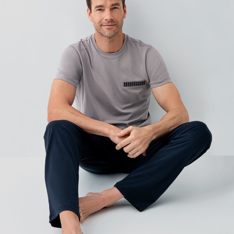 AR3677 طقم بيجاما للرجال قطن ثلاث قطع مغلفة بعلبة كرتون