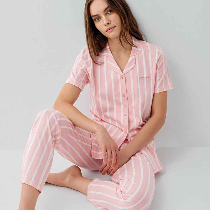 PC9153-S PIERRE CARDIN طقم بيجاما قطن لون زهري قطعتين للنساء